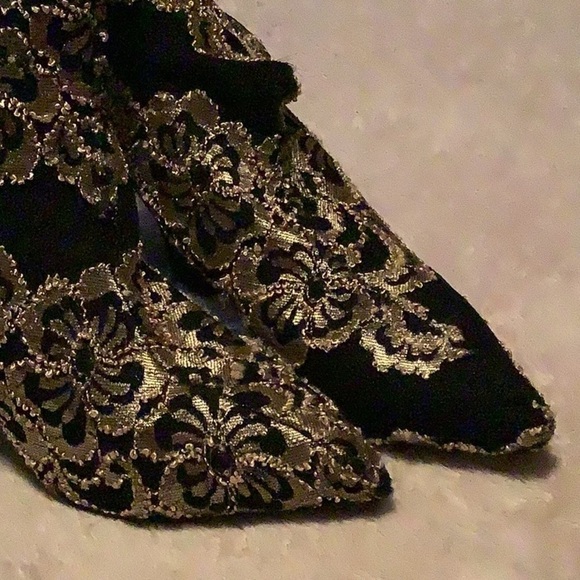 Bamboo booties gold and black mesh lace 9.5 - Picture 5 of 12